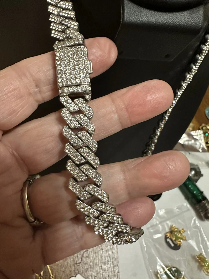 Sterling Silver Plated Simulated Diamond CZ Necklace Rhodium Plated 16” - Image 2 of 4