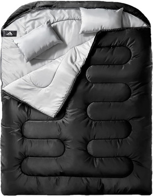 Double Sleeping Bag for Adults Mens with Pillow, XL Queen Size Two Person Sleepi