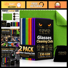 12 Pack Microfiber Cleaning Cloths, 230 GSM, Perfect for Glasses Lenses