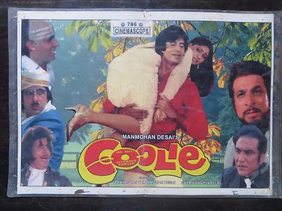 1983 COOLIE Bollywood Movie wall Poster Star Amitabh Bachchan