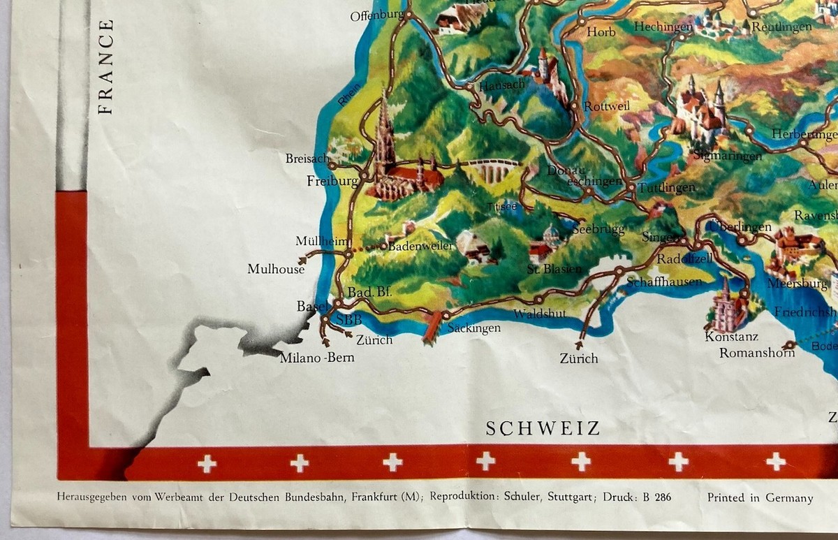 地図・旅行ガイド Lokomotiven GeraMond Original Vintage Map TRAIN -RAILWAY - GERMANY - DEUTSCHLAND