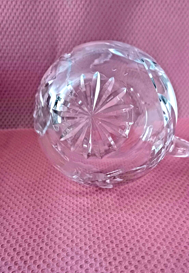 Vintage Small Water Pitcher, cut glass, Frosted Flowers and Deep Cut