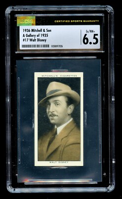 walt disney with cigarette Walt Disney #17 Mitchell & Son 1936 A Gallery of 1935 Cigarette Card CSG  6.5