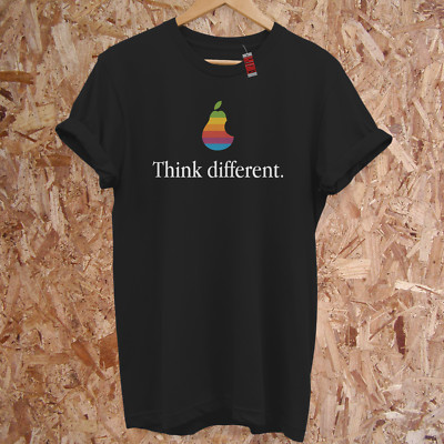 Think Different Spoof Birne Apfel Nerd Streber lustiger Witz Premium T-Shirt S-5XL