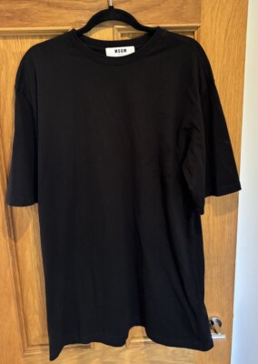 Women s MSGM Black Oversized Short Sleeve T Shirt Dress Size S