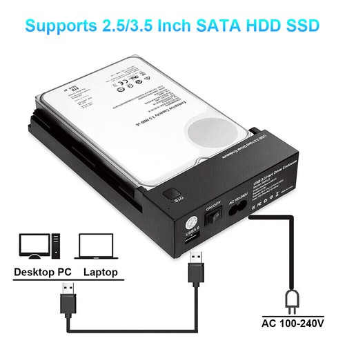 3.5" 2.5 Inch Enclosure Caddy USB 3.0 External Hard Drive Case SATA HDD/SSD AU - Picture 2 of 16