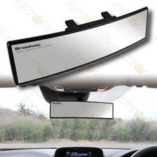 UNIVERSAL CONVEX 240MM WIDE BROADWAY CLEAR INTERIOR CLIP ON REAR VIEW MIRROR