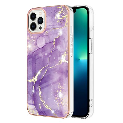 For Various Phone Marble IMD Plating Case ShockProof Cover Fashion Women Girls