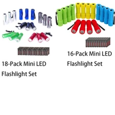 EverBrite 16-Pack/18-Pack Mini LED Flashlight Set Assorted Color AAA Battery NEW