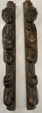 Années 1600 - 2 frontons de garniture en bois sculpté religieux gothique récupération architecturale, 24"