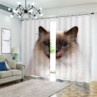 Cat Licking Its Lips 3D Curtains Blockout Photo Printing ...