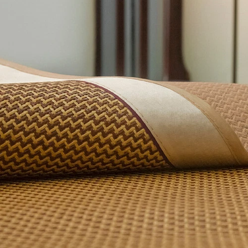 Summer Sleeping Rattan Bed Mat Foldable Nature Bamboo Cool Bed Mat +Pillowcase - Picture 12 of 29