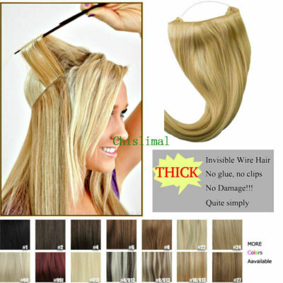 16 Inch Halo Hair Extensions Real Human Hair Remy Invisible Wire Clip Amazon.com : Rich Choices 100% Real Human Halo Hair  main image 3