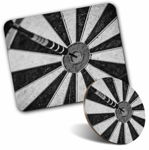 Mouse Mat & Coaster Set - BW - Dart Board Bullseye Sports Darts  #36095 - Picture 1 of 8