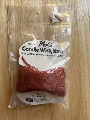 Lily Candle Wick Yarn 100% Cotton Art. 131 Russet Color New 50 yards