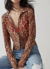 Urban Outfitters Lioness Leopard Print Women’s Flyaway Top Size S