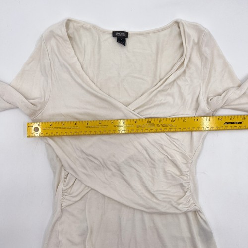 Kenneth Cole Reaction Shirt Womens Small ivory Blouse V-Neck Cross Body - Picture 4 of 10