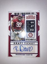 2020 Panini Contenders Draft Picks Ticket Blue Foil Raekwon Davis Rookie Auto RC