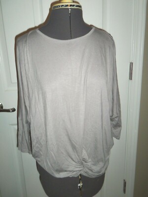 GAZE Short Sleeve Shirt Top Medium Wide Flowy 1/2 Sleeve Knotted Front ~ EUC!