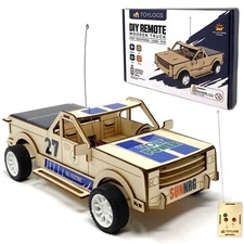 RC Model Car Kit - DIY STEM Wooden Toy Gift for Kids RC Solar Powered Truck