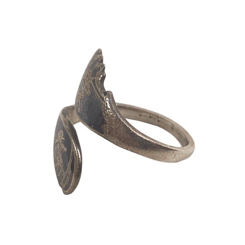 Siam Niello Ring Womens 7.25 Sterling Silver 925 Bypass Thai Dancer Goddess VTG - Picture 8 of 13