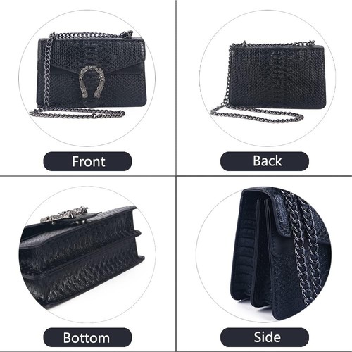 Leather Shoulder Bag Chain Purse for Women-Fashion Crossbody Bags Vintage Snake - Picture 4 of 11