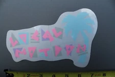 LOCAL MOTION Hawaii Clear Neon Pink Blue Aloha 80's LM2 Vintage Surfing STICKER