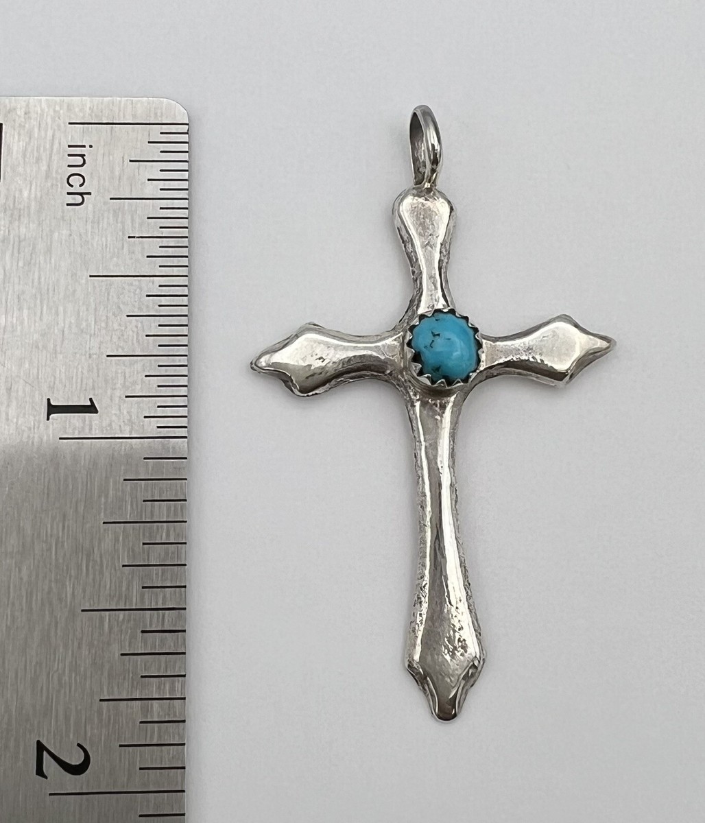 Navajo Signed G Skeets Sterling Silver Turquoise Pendant 1.85