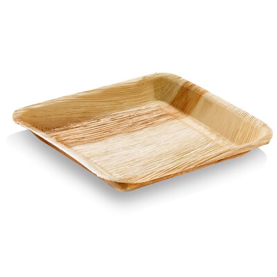 Palmblatt Teller quadratisch 24x24cm 25 Stück - Einweggeschirr mit Rand