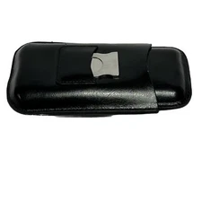 3 Cigar Black Leather Cigar Case with Cutter and Cutter Storage EXCELLENT