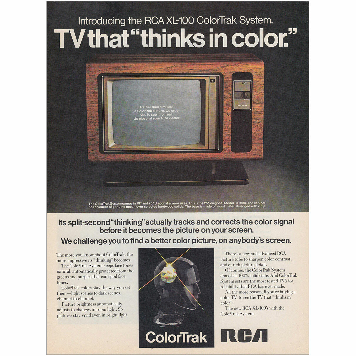 1975 RCA ColorTrak TV That Thinks In Color Vintage Print