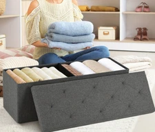 ZUNMOS Foldable Storage Chest 660 lbs Capacity for Bedroom Bed End 154L