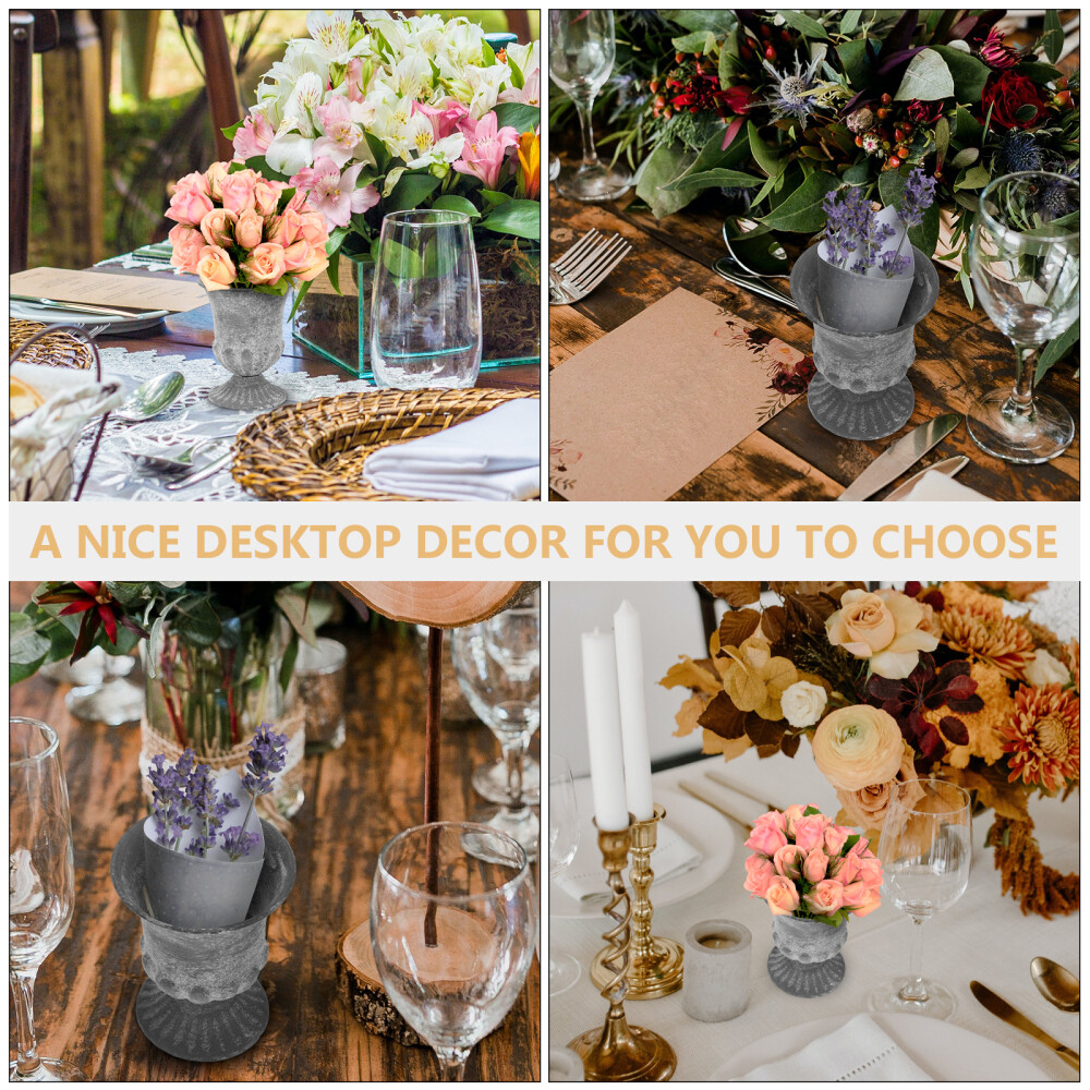 2 Count Wrought Iron Vase European Cup Artificial Outdoor Plants eBay