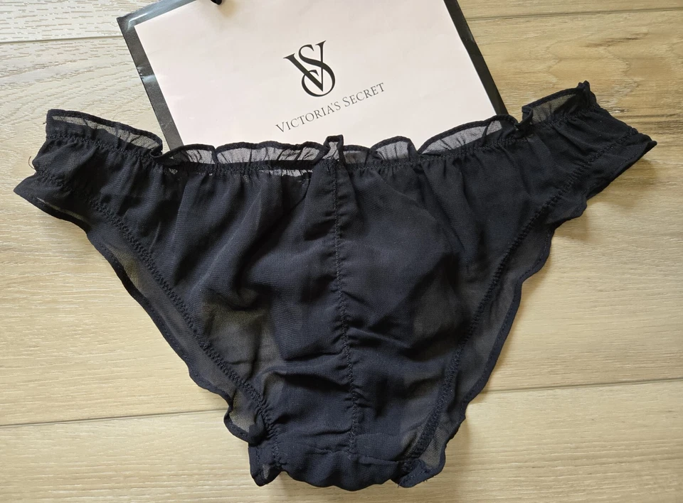 Vintage 2012 Victoria's Secret Sheer Black Back Seam Bloomer Bikini Panties S - Image 2 of 3