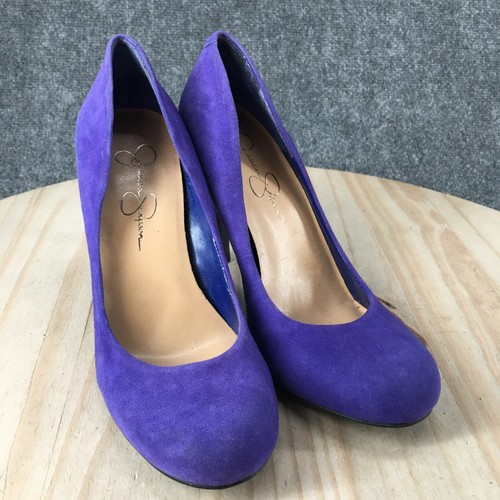 Jessica Simpson Shoes Womens 7.5 B Pumps Blue Suede Pull On High Heels Casual - Picture 3 of 17