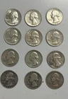 Dozen Pre-1964 Washington Quarters, Circulated, 90% Silver