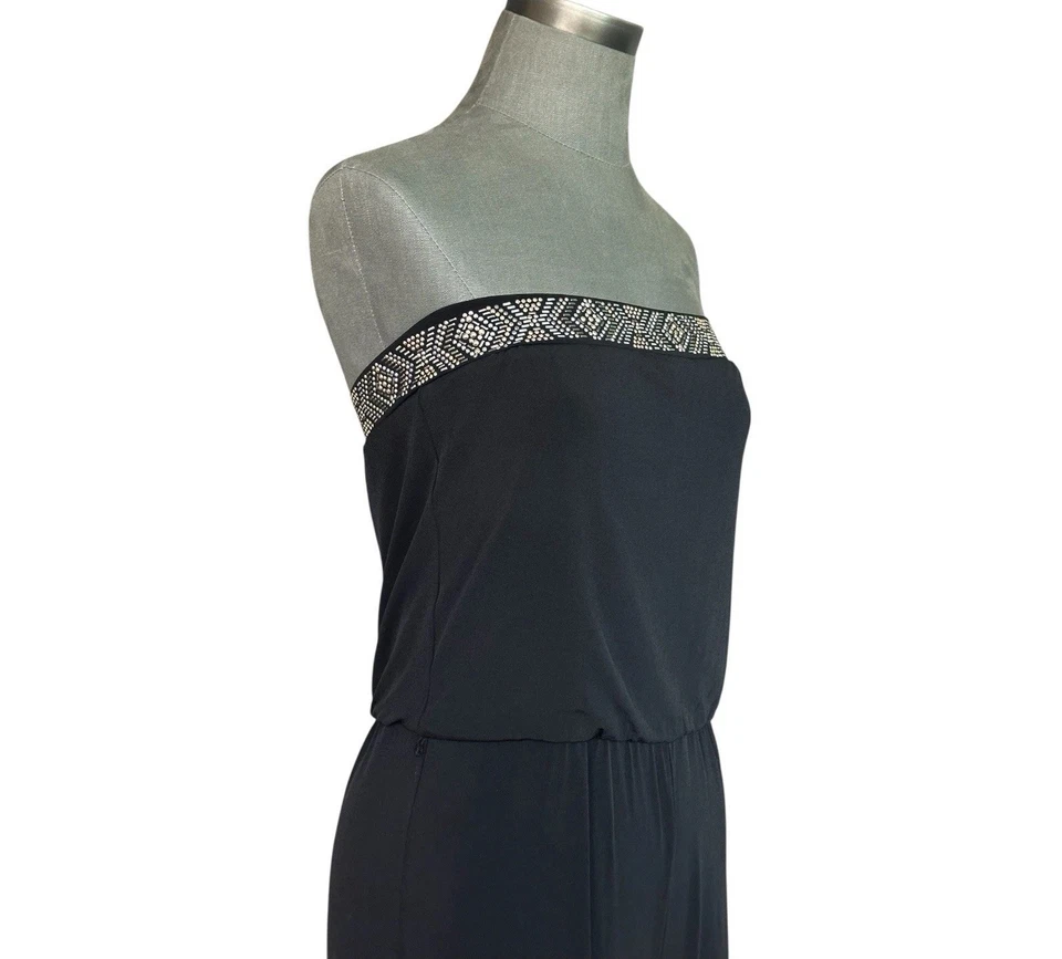 White House Black Market Strapless Embellished Black Jumpsuit Women’s Romper S 4 - Image 4 of 4