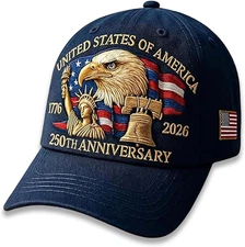 United States 250Th Anniversary Red Cap, Patriotic Baseball Cap, Adjustable Retr