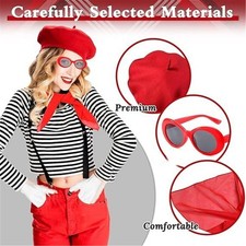 1980s French Beret Hat Costume Set French Women Costume Accessories for Women