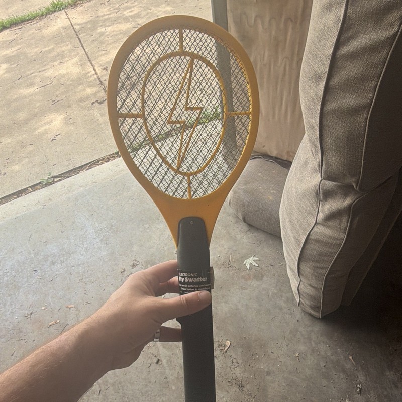 Electric Fly Swatter Bug Zapper Racket, Battery Powered, Yellow/Black, 1 Pack