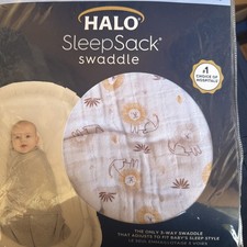 HALO SleepSack Swaddle 100 Cotton Muslin 3-6 Months. Lions