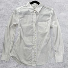 Gap White Fitted Boyfriend Shirt Women Small Long Sleeve Cotton Button Down