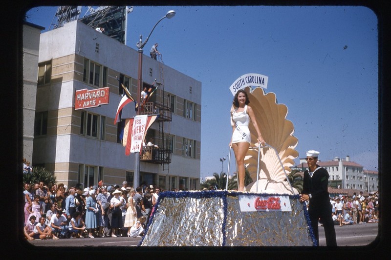 1950's Red Border 35mm Slide Beauty Pageant Parade Miss Universe? South Carolina