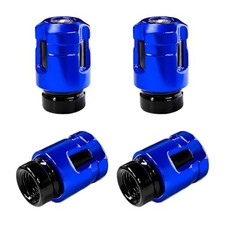4 PCS Car Tire Valve Stem Caps, Unique Shape Aluminum Alloy Wheel Valve Blue