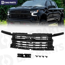 For 2022 2023 2024 Chevy Silverado 1500 Front Upper Bumper Grille Glossy Black