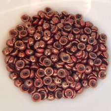 4x2mm Teacup 10 grams Beads - Opaque Red Bronze Picasso - Czech Glass Beads