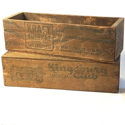 Vintage Cheese Boxes Kraft & Kingsbury wood c1940 s