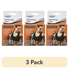 (3 pack) Equate 2" x 5.4 yd Black Kinesiology Sports Tape
