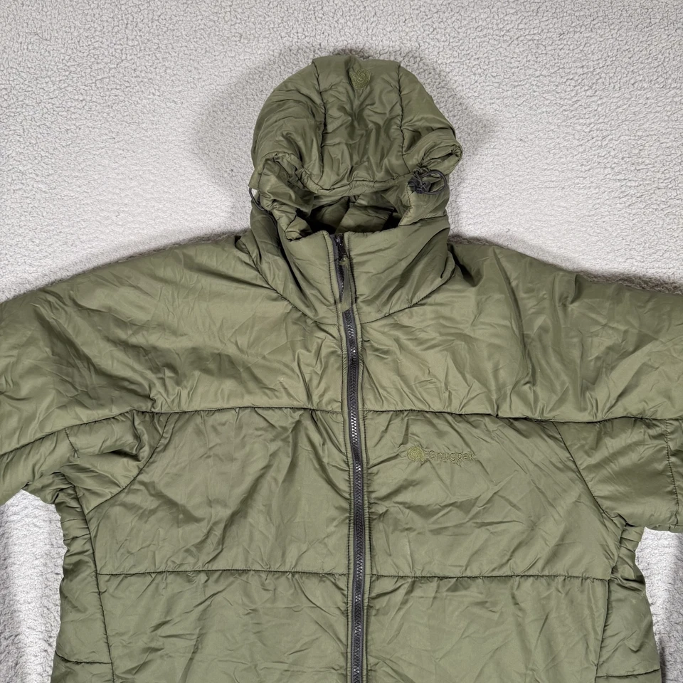Snugpak Jacket Mens Large Green Sasquatch Full Zip Hooded Puffer Cold Weather - Image 2 of 4