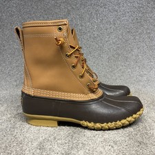 LL Bean Boots Women 7 N Brown Gore Tex Duck Boot Leather Rubber 6-Eye Lace Up